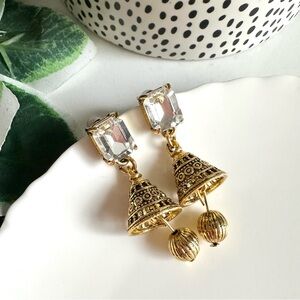 2/$30🌵 Gold Bollywood Metal Earrings Tassel Jhumka Egyptian Indian Jewelry NEW